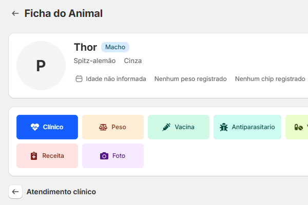 Demonstração da funcionalidade Clínica