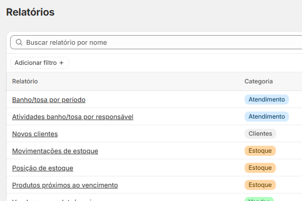 Demonstração da funcionalidade Relatórios